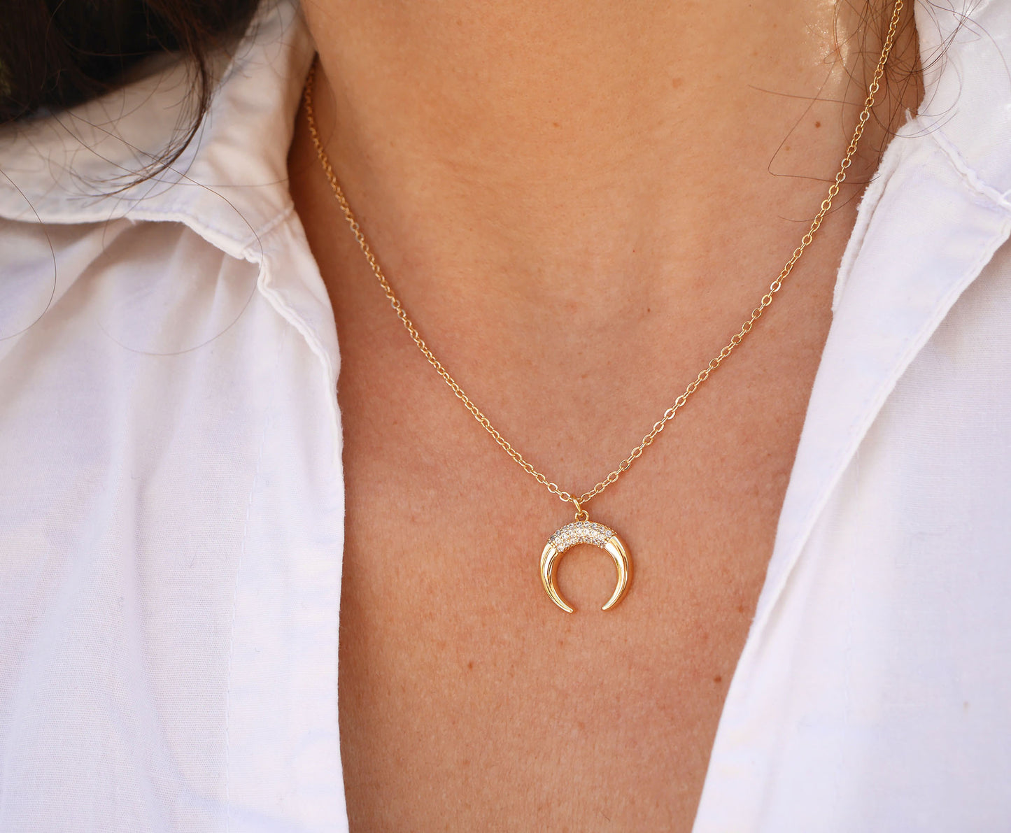 Collier Luna Diamond - Croissant de lune - Plaqué Or