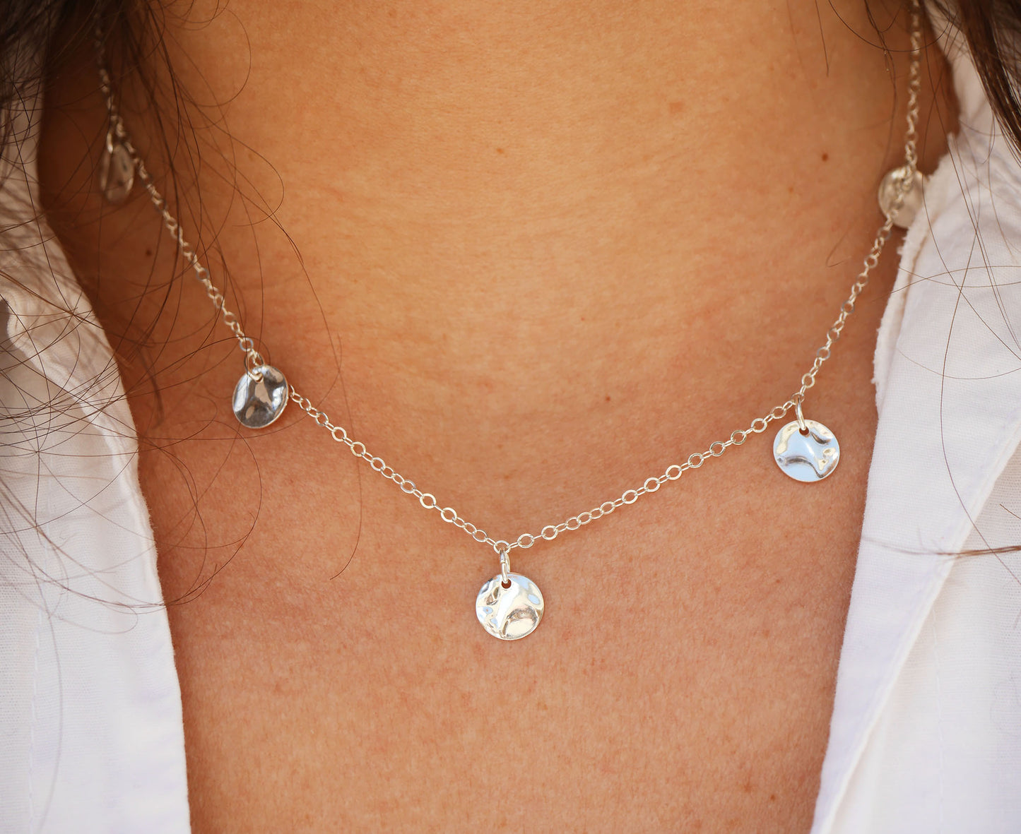 Collier Kiara - 5 médailles martelées - Argent 925