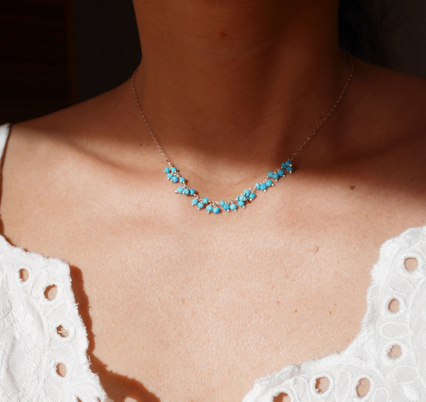 Collier Jaipur - Perles pierre Turquoise - Argent 925