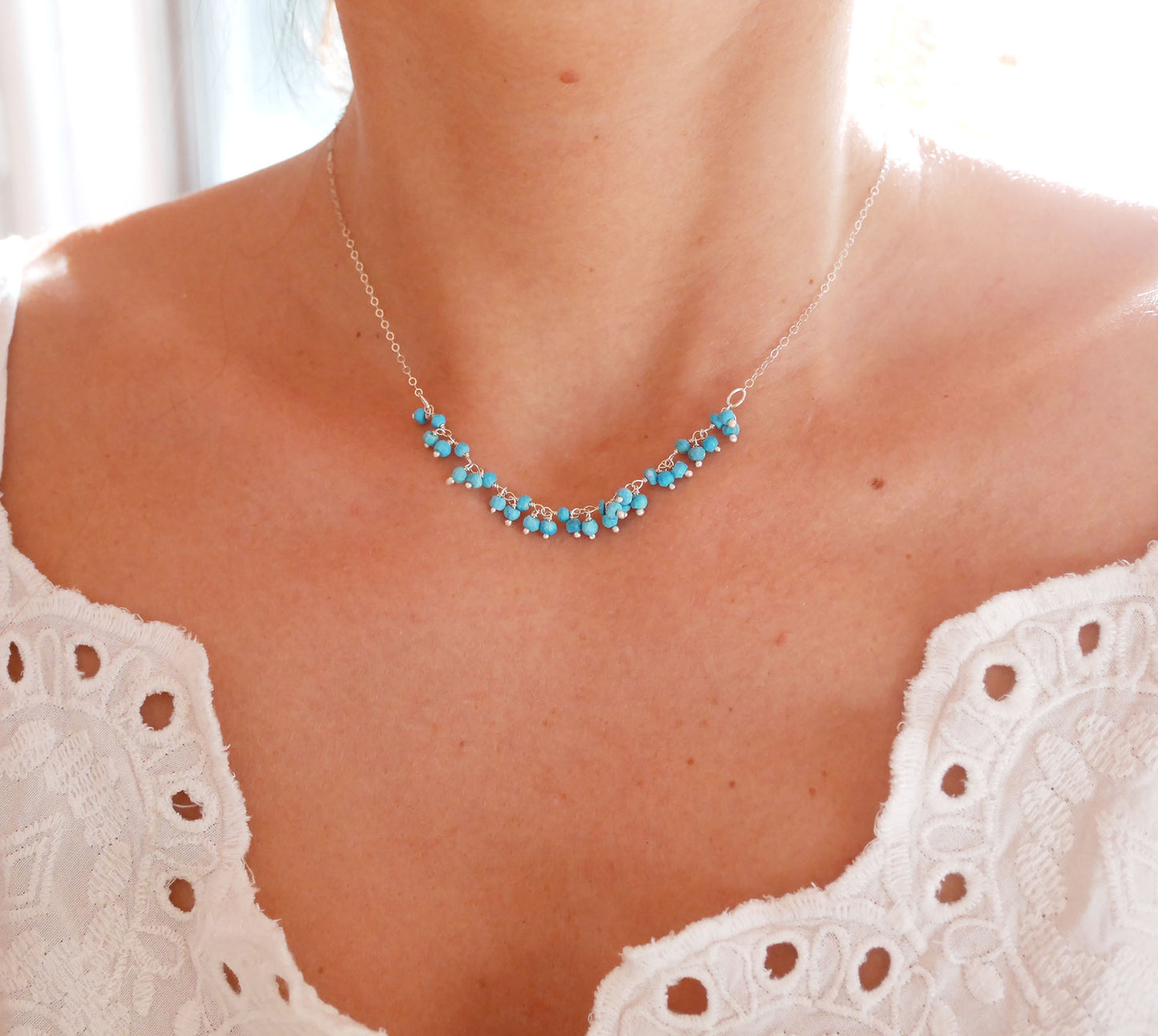 Collier Jaipur - Perles pierre Turquoise - Argent 925