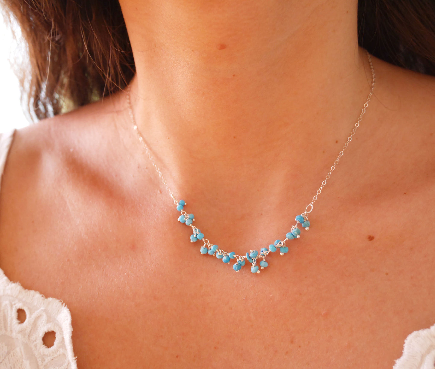 Collier Jaipur - Perles pierre Turquoise - Argent 925