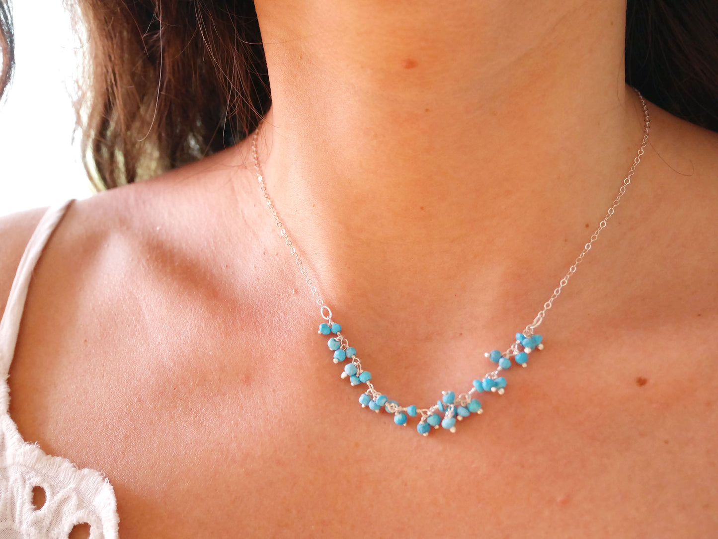 Collier Jaipur - Perles pierre Turquoise - Argent 925