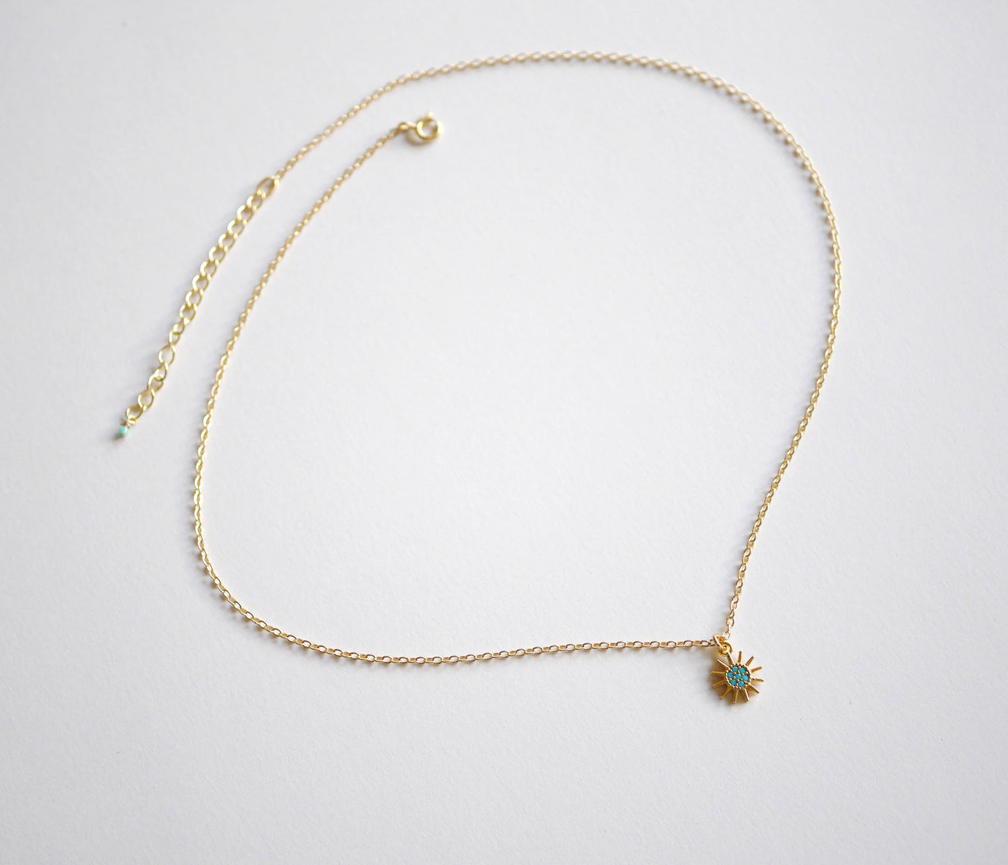 Collier Soley - Mini Soleil - Pierre Turquoise sertie  - Plaqué Or