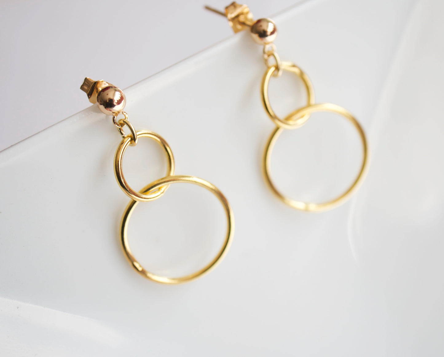 Boucles d'oreilles Infinity - Double cercles liés - Plaqué Or