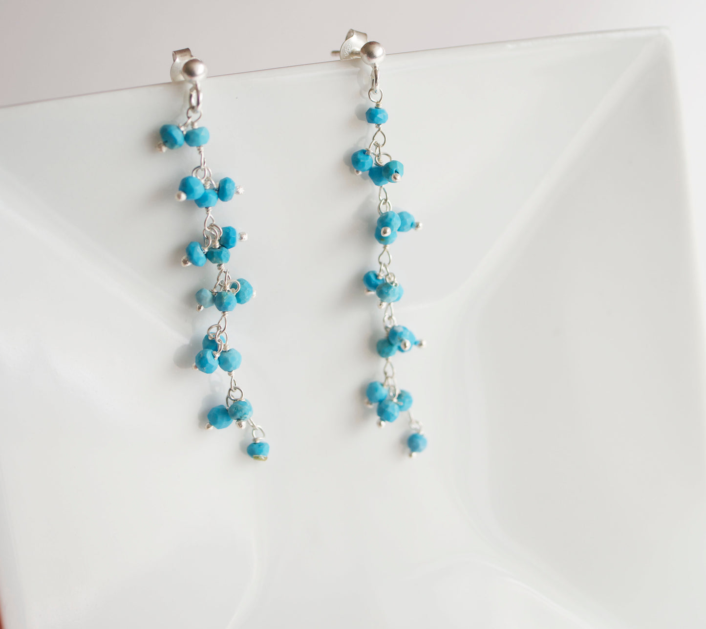 Boucles d'oreille Jaipur - Perles pierre Turquoise - Argent 925