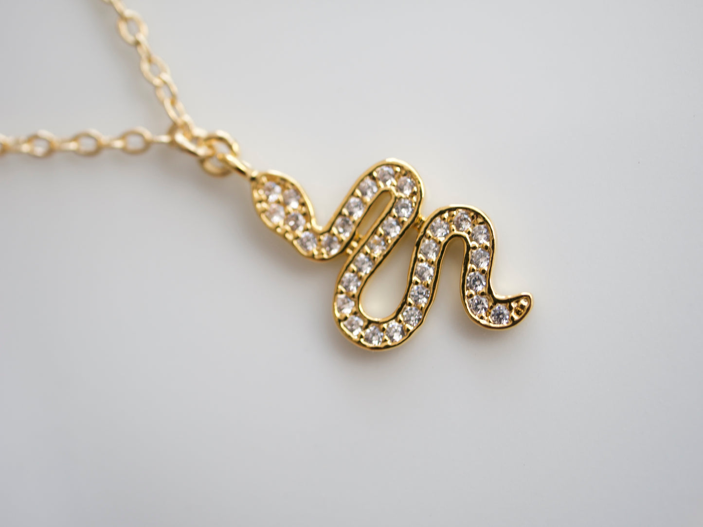 Collier Snake - Serpent - Strass - Plaqué Or