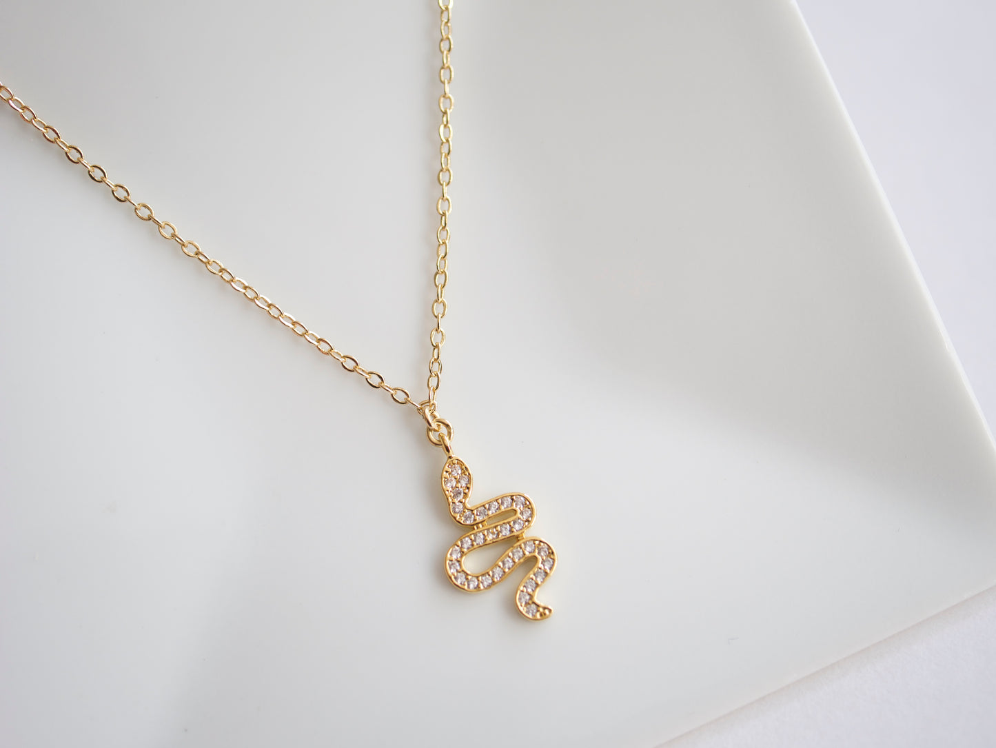 Collier Snake - Serpent - Strass - Plaqué Or