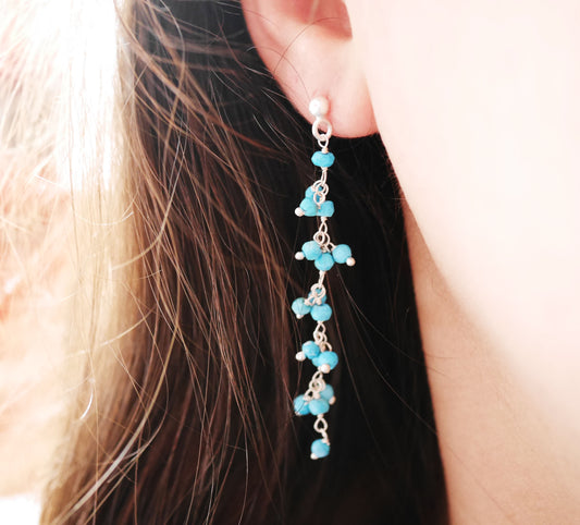 Boucles d'oreille Jaipur - Perles pierre Turquoise - Argent 925