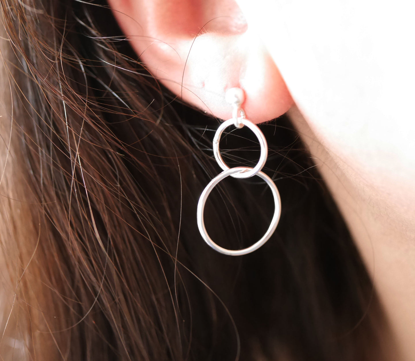 Boucles d'oreille infinity - Double cercles liés - Argent 925