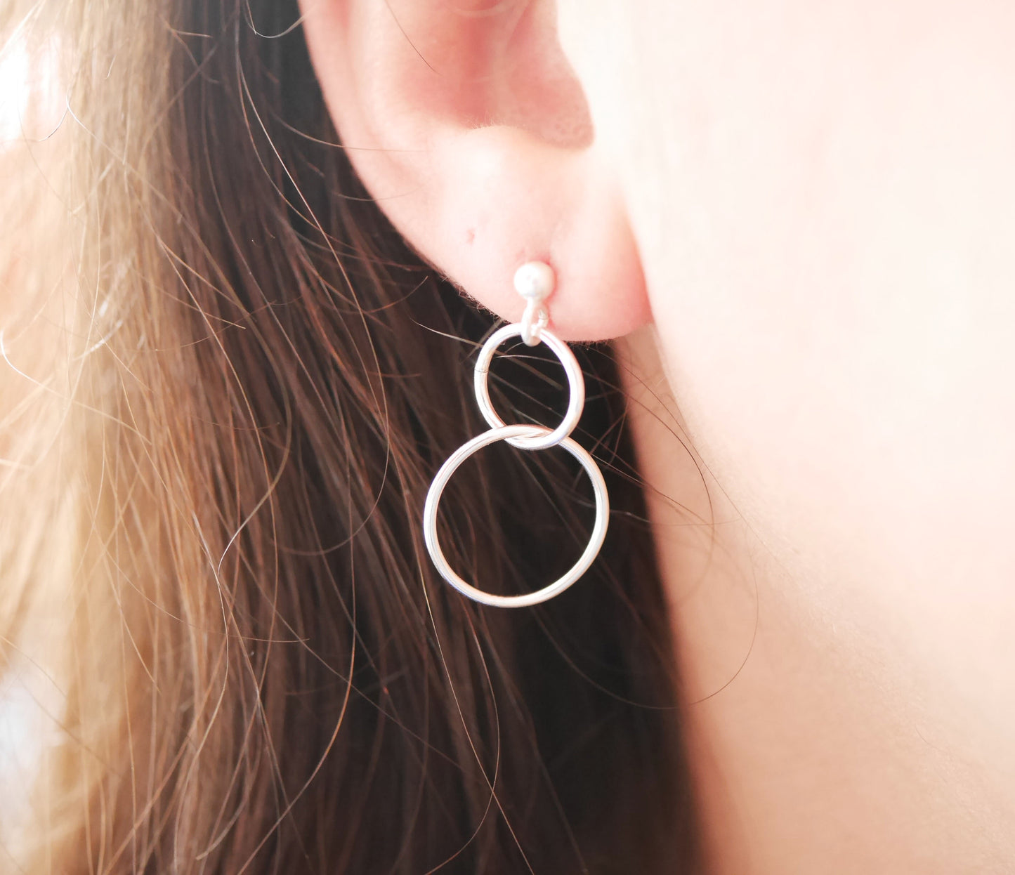 Boucles d'oreille infinity - Double cercles liés - Argent 925