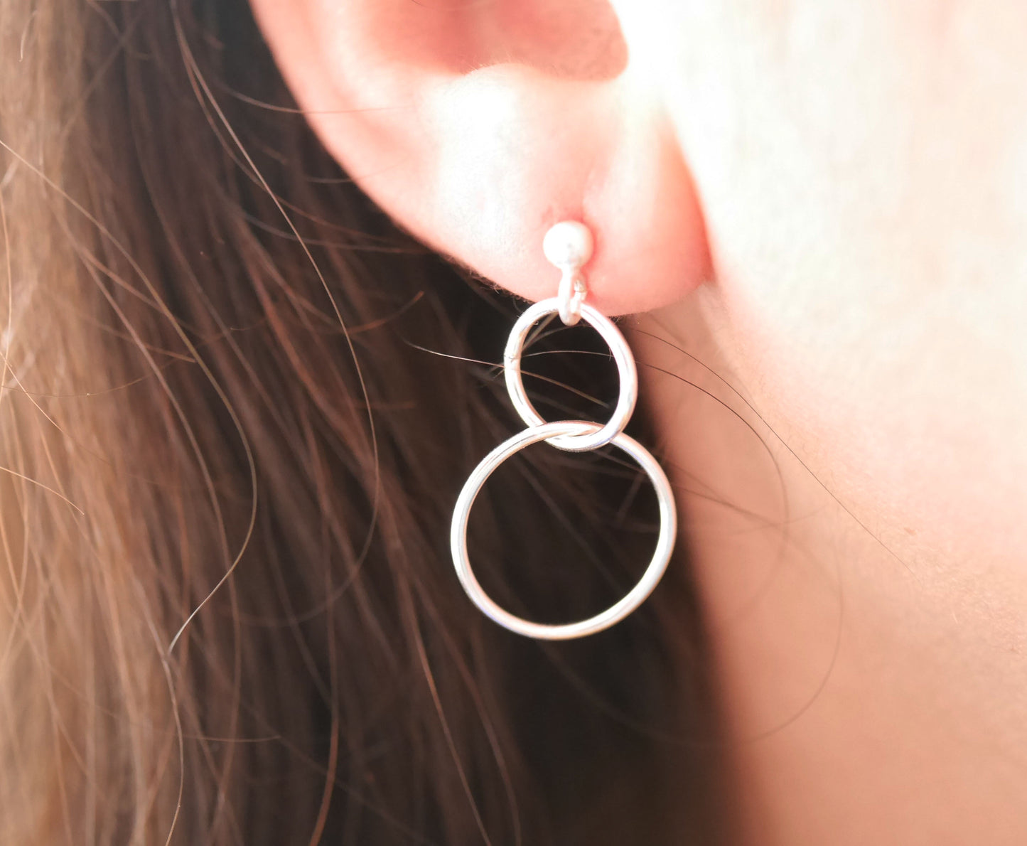 Boucles d'oreille infinity - Double cercles liés - Argent 925