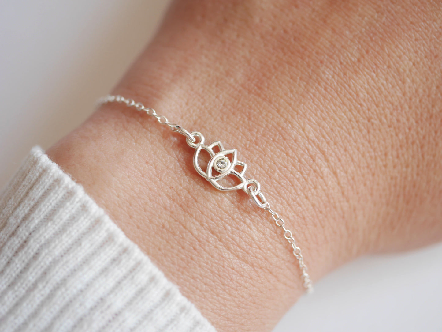 Bracelet Diamond Lotus - Fleur de Lotus à Strass - Argent 925