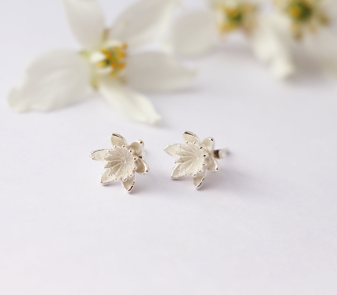 Boucles d'oreille Lotus - Fleur - Argent 925