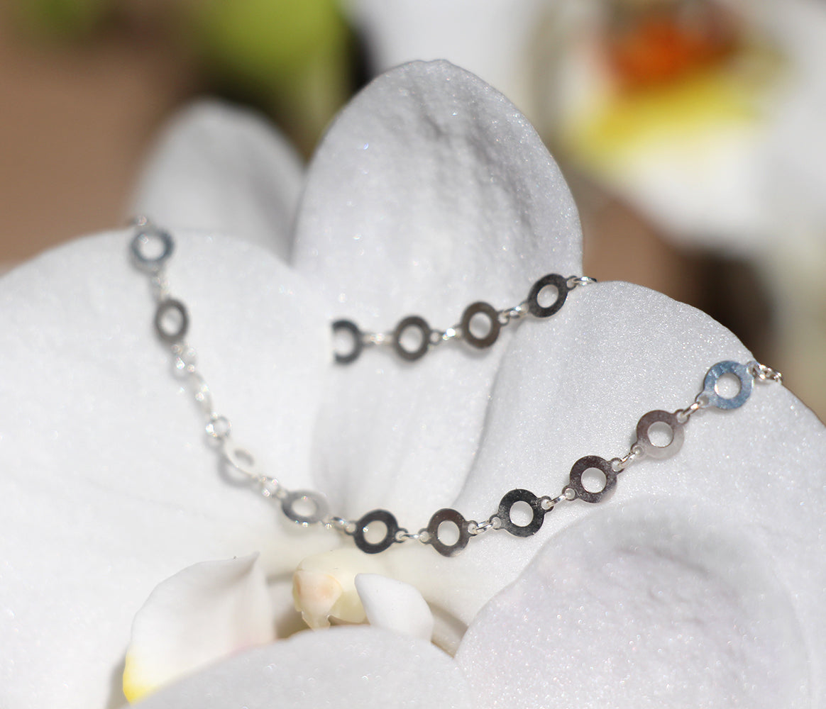 Choker Camélia - Chaine cercles - Argent 925