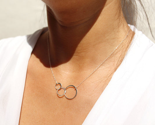 Collier Infinity 3 - Trois cercles liés - Amour infini - Argent 925