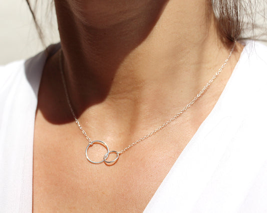 Collier Infinity - Doubles cercles imbriqués - Amour infini - Argent 925