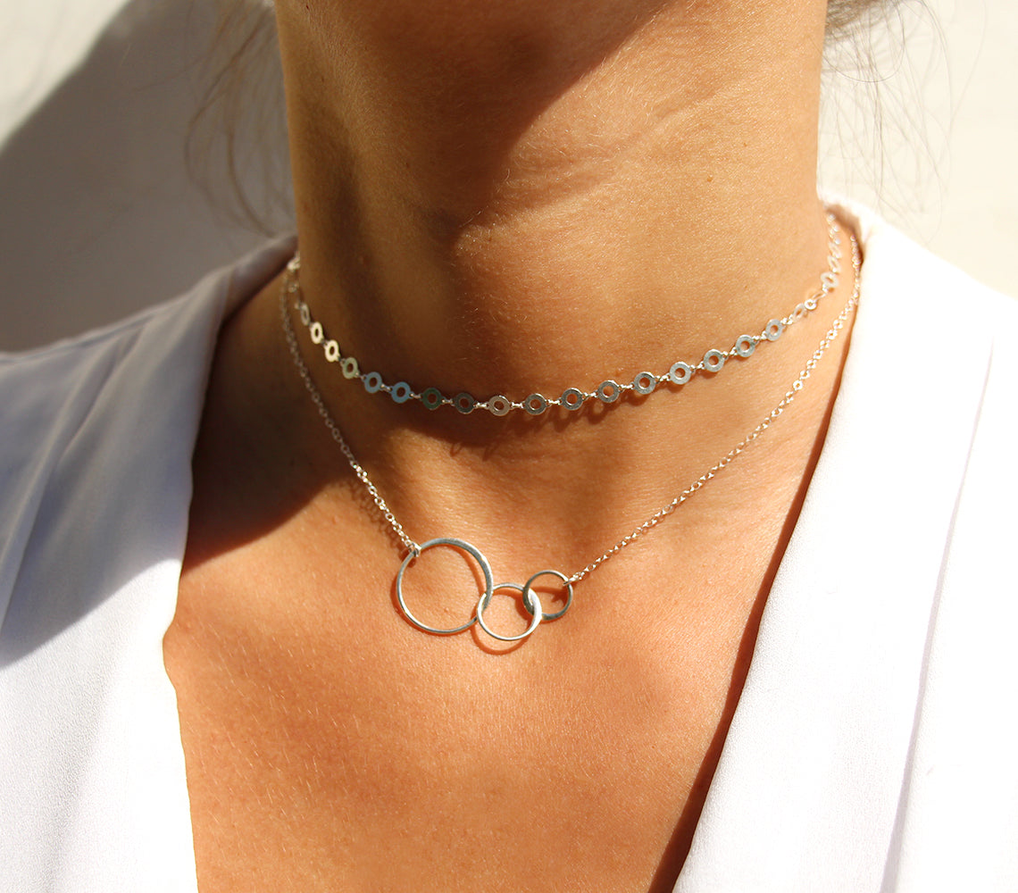 Choker Camélia - Chaine cercles - Argent 925