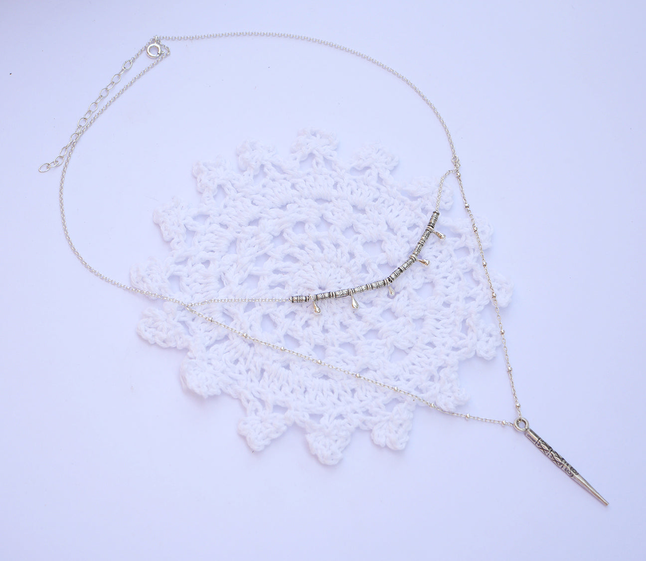 Collier Aiyana - Gouttes et pic Boho - Argent 925