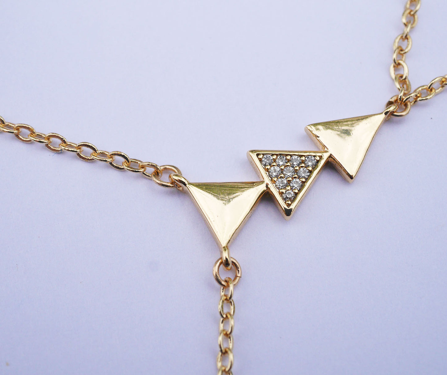 Bijoux de main Nahuati - 3 Triangles - Plaqué Or